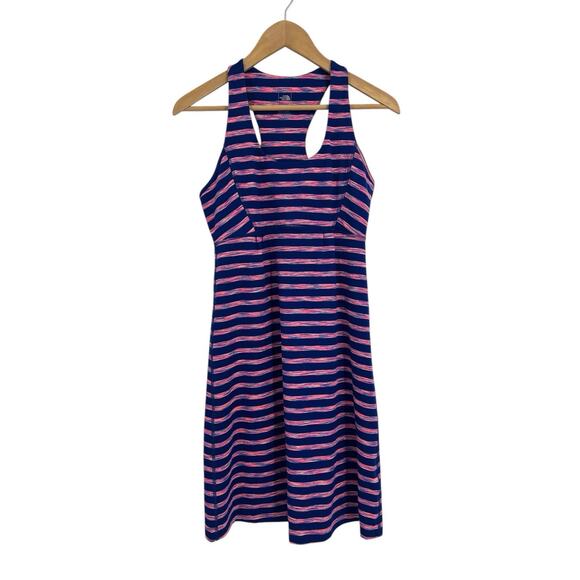 The North Face Blue Pink Stripe Athletic Racerback Dress Small - Picture 1 of 4